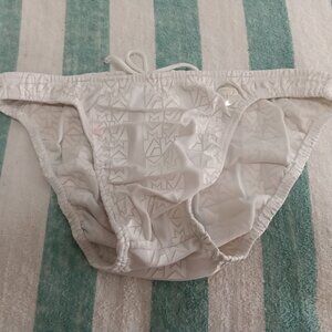 (*) VINTAGE MODUS VIVENDI WHITE LOGO LOW-CUT SWIM BIKINI, SIZE "S" (Pre-Owned)